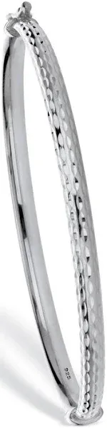 PalmBeach Jewelry Women's Sterling Silver Diamond Cut Bangle Bracelet