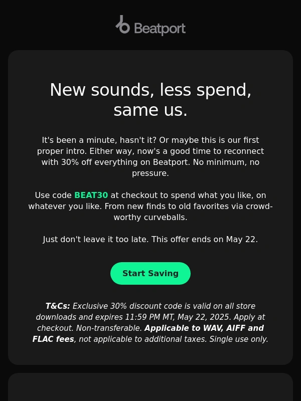 Beatport - Did someone say 30% off all tunes?