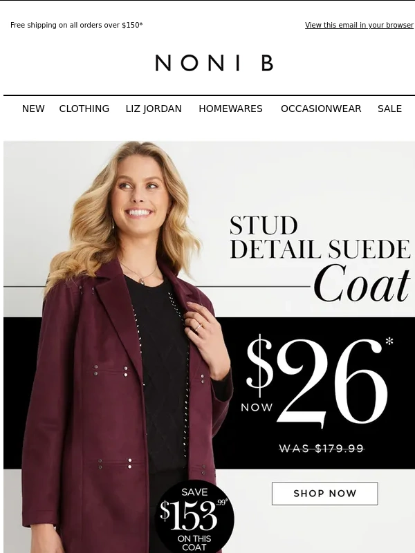 NONI B - ? Last Chance: NOW $26* Stud Detail Suede Coat!