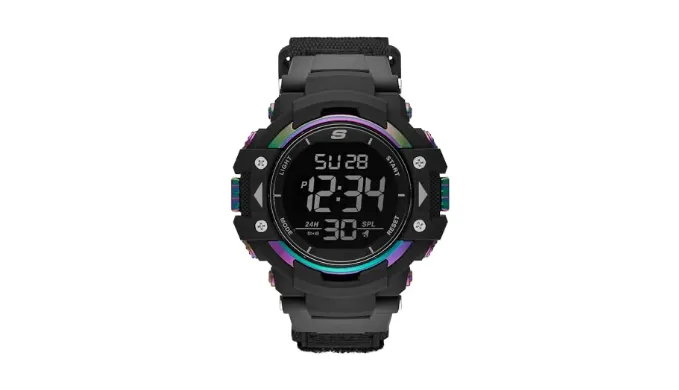 Skechers Mens Keats Digital Chronograph Watch, Color: Black Iridescent (Model: SR1118)