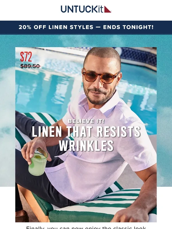 UNTUCKit - 20% Off Linen Styles Ends Tonight ⌛