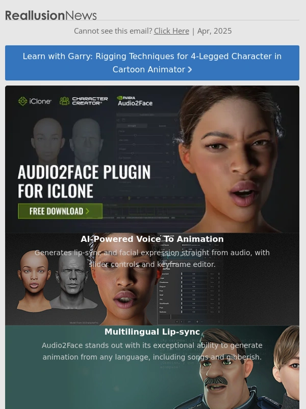 Reallusion - One of the Best FREE Plug-ins: AI-Powered Voice-to-Animation and Multilingual Lip-Sync