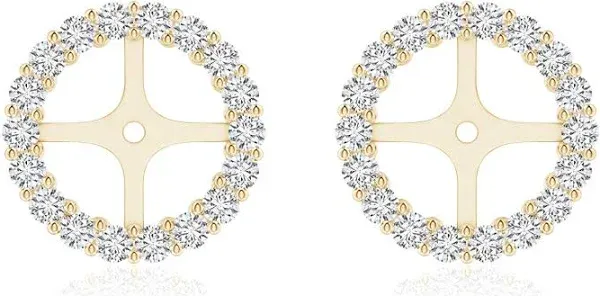Angara Carat Prong-Set Diamond Halo Earring Jackets Gold