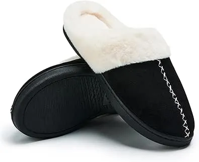welltree Womens Memory Foam Slippers with Coral Fleece Lining Non-Slip Slippers Winter House Shoes for Indoors and Outdoors