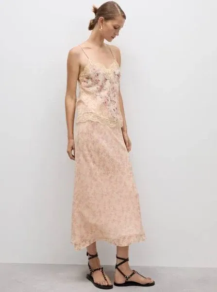 MANGO Women's Floral-Print Long Skirt