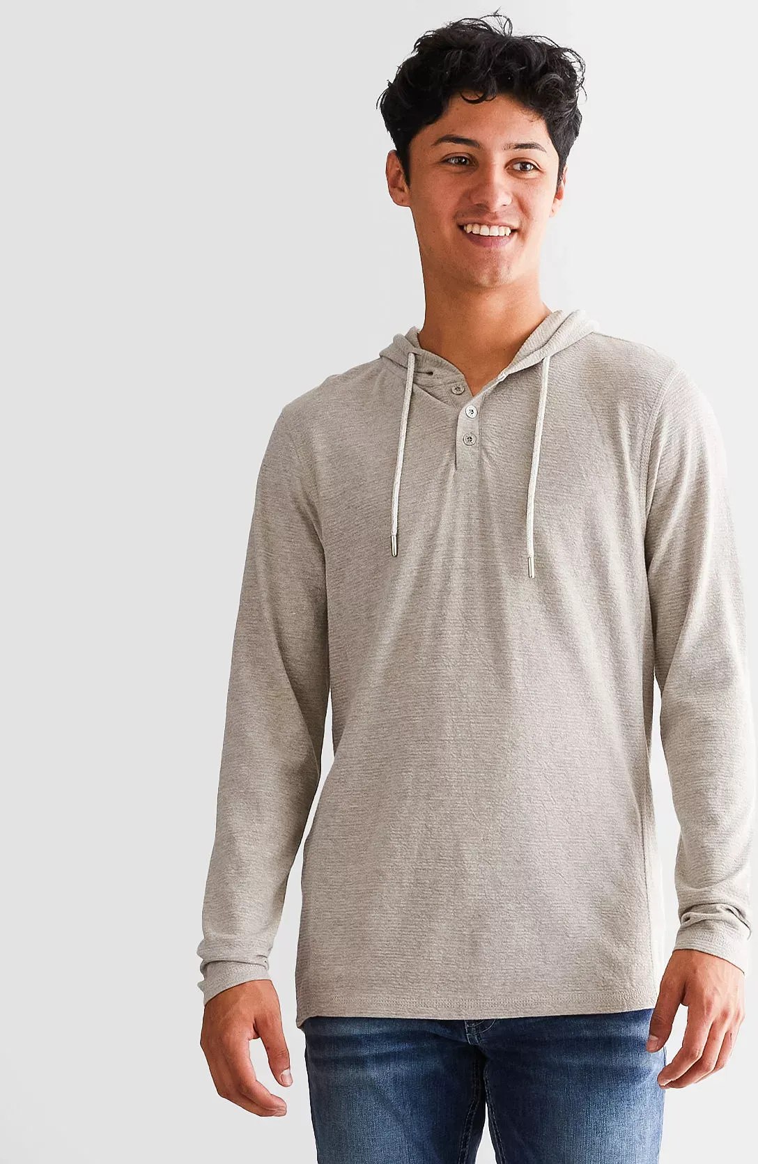 BKE Textured Henley Hoodie  - male - Size: Extra Large