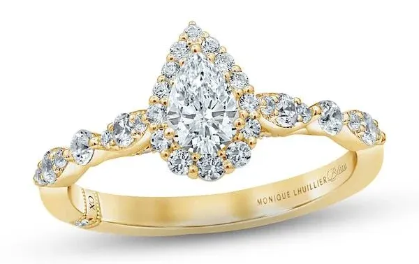 Monique Lhuillier Bliss 7/8 Ct tw Pear & Round-Cut Diamond Engagement