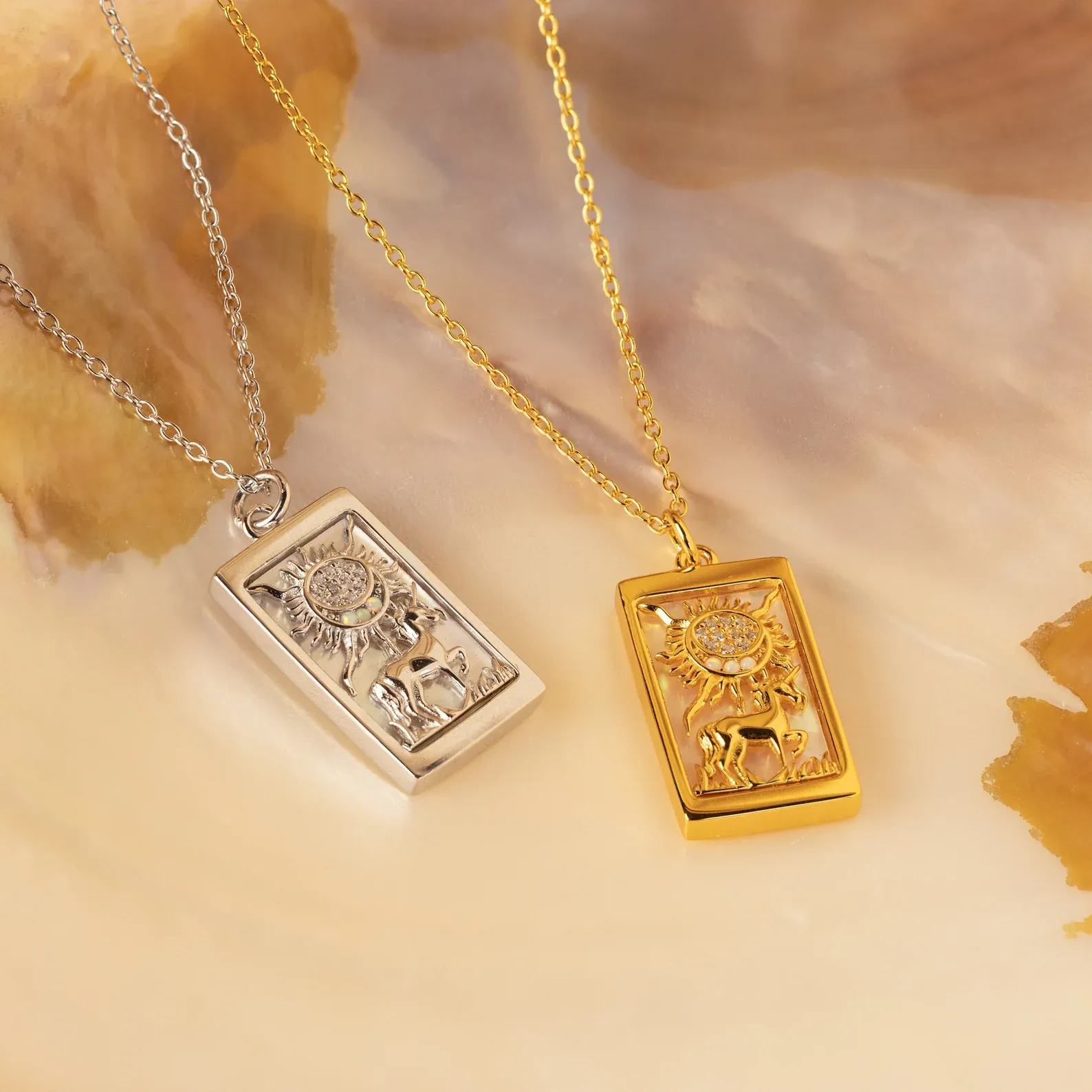 Sun & Moon Tarot Necklace by Caitlyn Minimalist