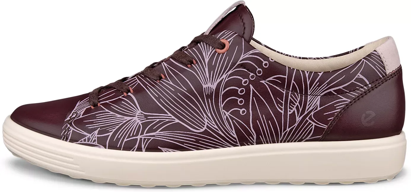 ECCO Soft 7 - Women's Leather Floral Shoe - Red