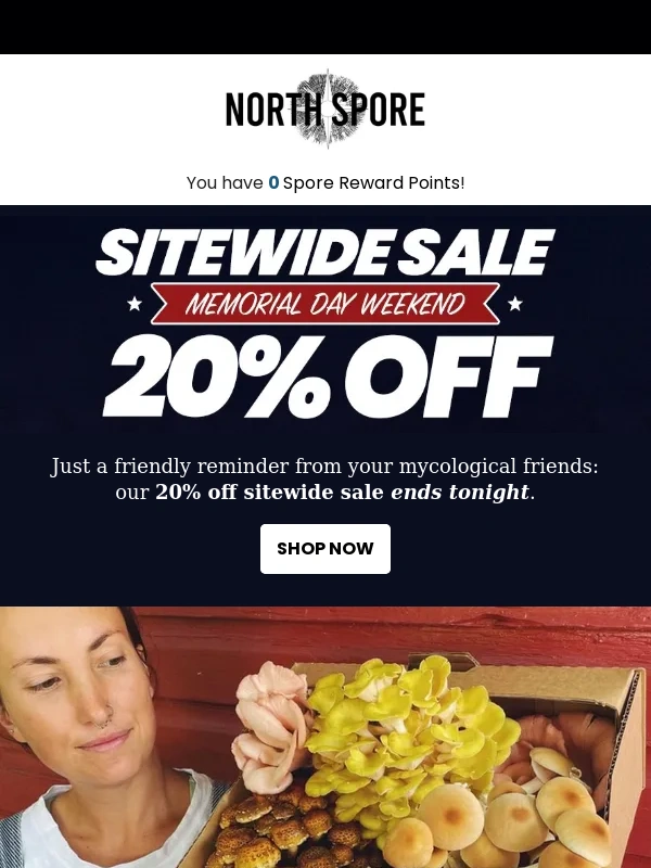 North Spore - Hurry! 20% off your ? order ends tonight