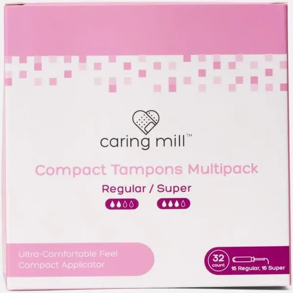 Caring Mill Super+ Regular Compact Tampons