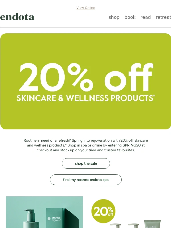 endota spa - Sale on now: save 20% off best-sellers ?