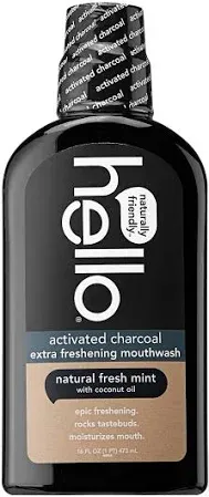 Hello Activated Charcoal Fresh Mint Mouthwash