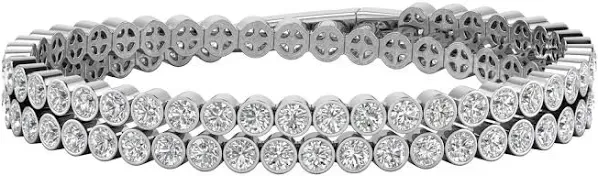 10 ct. tw. Lab Grown Diamond Double Row Bezel Crossover Bracelet in 14K White
