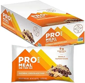PROBAR - MEAL Bar, Oatmeal Chocolate Chip, Non-GMO, Gluten-Free, 12 Count