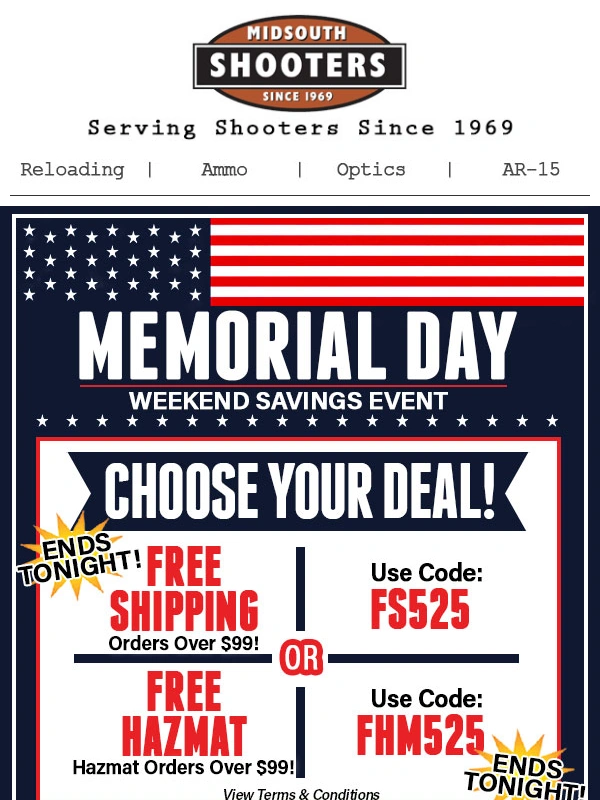 Midsouth Shooters - ENDING TONIGHT! Memorial Day Savings Event!