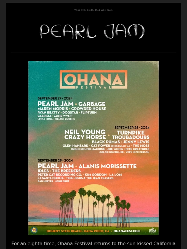 Pearl Jam - The Ohana Festival 2024 Lineup is here!