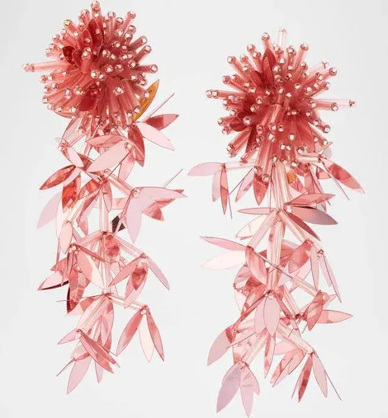 Oscar de la Renta Leaf Tassel Dangle Earrings