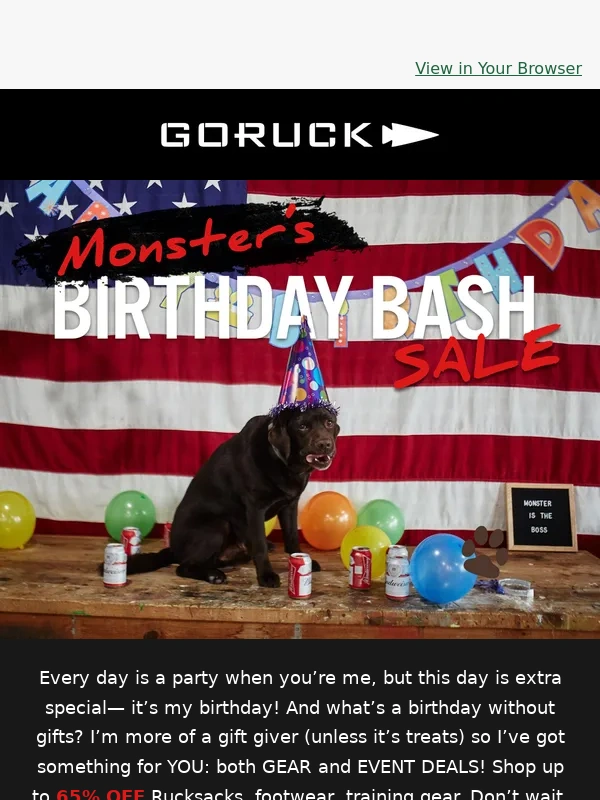 GORUCK - Monster's B-Day Bash Sale