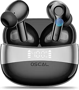 OSCAL Hibuds 6 Wireless Earbuds, Bluetooth 5.4, Noise-Cancelling in-Ear Headphones with Built-in Mic, 40H Playtime, IP7 Waterproof Sports Earbuds for Android & iOS (Black)