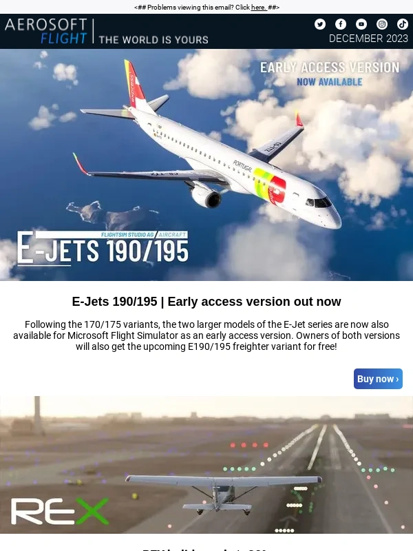 Aerosoft - E-Jets 190/195 early access & up to 40% off Just Flight products