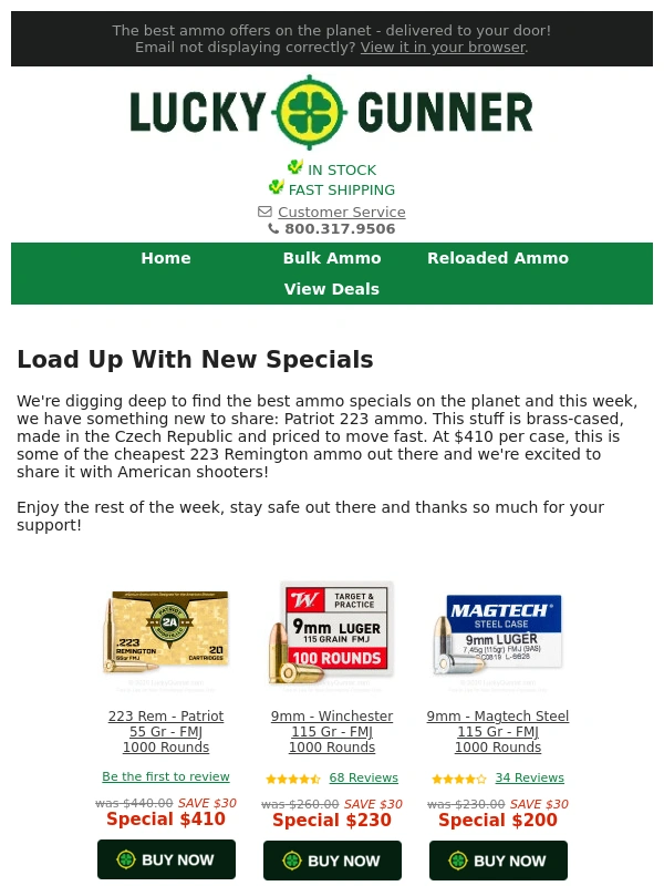 Lucky Gunner - Limited Stock - New Ammo Specials