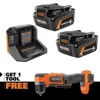 Ridgid 18V Subcompact Brushless 3/8" Right Angle Drill w/ 2x 4Ah Batteries w/ Charger
