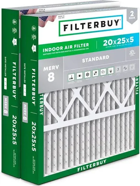 FilterBuy Pleated AC Furnace Air Filters MERV 8
