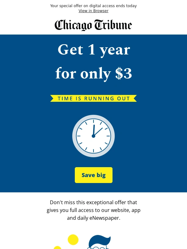 Chicago Tribune - Last chance: $3 for 1 year