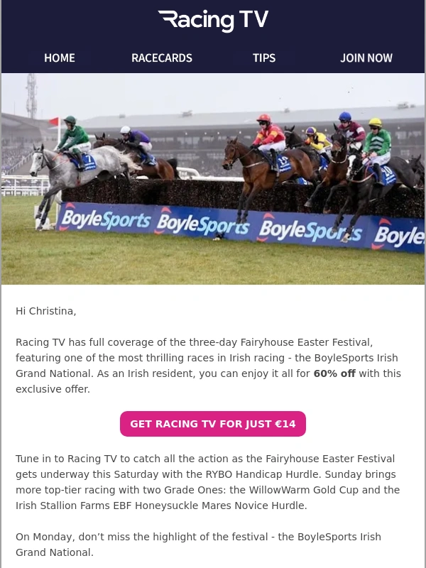 Racing TV - Join for €14 today and watch the BoyleSports Irish Grand National! ?