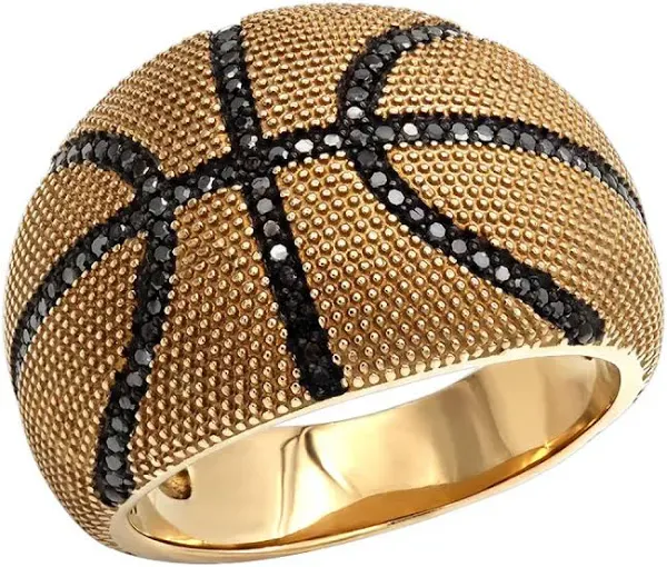 0.33ct Black Diamond Sterling Silver Slam Dunk Basketball Ring