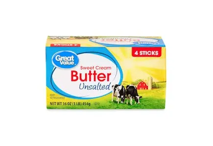 Great Value Sweet Cream Unsalted Butter, 16 oz