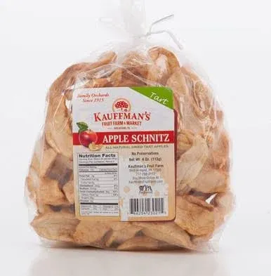 Kauffman Orchards Homemade Apple Schnitz Dried Apples, Chewy, Nutritious, and Delicious