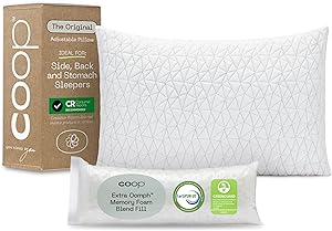 Coop Home Goods Premium Adjustable Loft Hypoallergenic Memory Foam Pillow