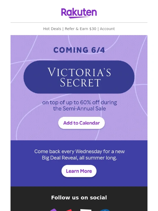 Rakuten - ?Coming soon! 15% Cash Back at Victoria’s Secret