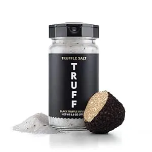 TRUFF Black Truffle Salt, Fine and Coarse Sea Salt, Dried Black Summer Truffles, Specialty Seasoning for A Truly Aromatic Flavor Experience, For the Finest Steaks or Unique Everyday Popcorn (5.3 oz)