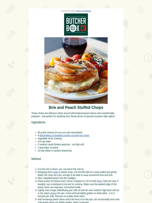 Butcherbox - Peach and Brie Stuffed Pork Chops