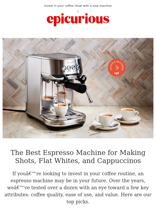 Epicurious - The best espresso machines,tested