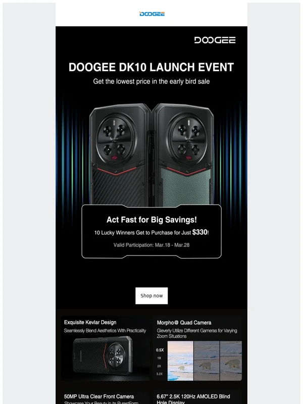 Doogee - Get the lowest price in DK10 early bird sale