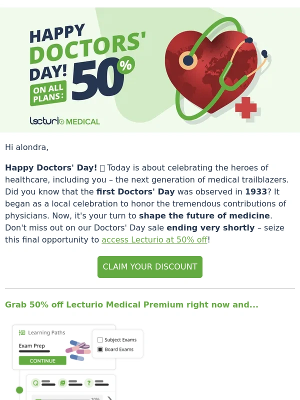 Lecturio - Celebrating You on Doctors' Day ? Last Chance for Our Special Offer!