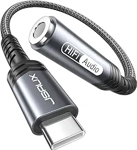 JSAUX USB Type C to 3.5mm Female Headphone/Aux Audio Dongle Jack Adapter (Grey) $5.98 + Free Shipping w/ Prime or on $35+