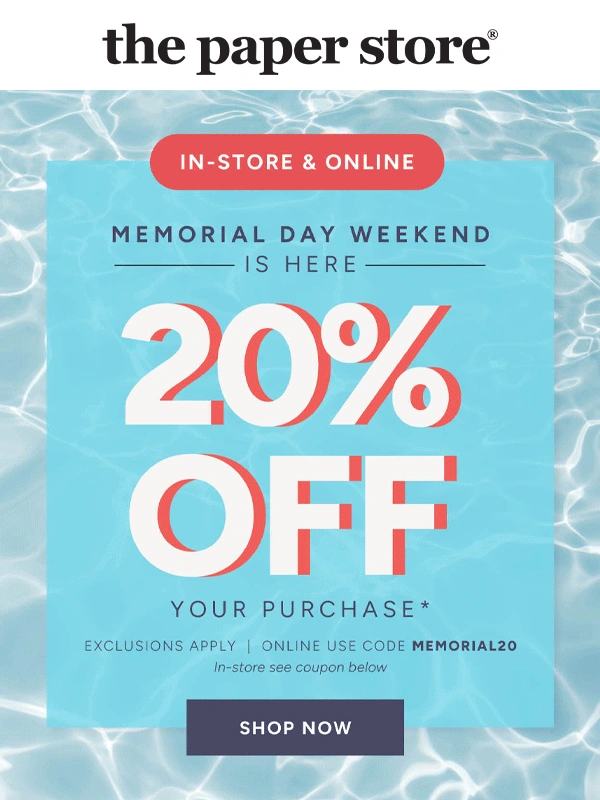 The Paper Store - 20% off your purchase ends today! ⌛