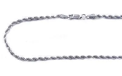 14K White Gold Diamond Cut Rope Chain