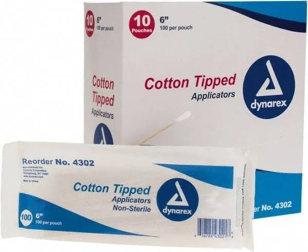 Dynarex Cotton Tipped Applicators 6 inch 1000