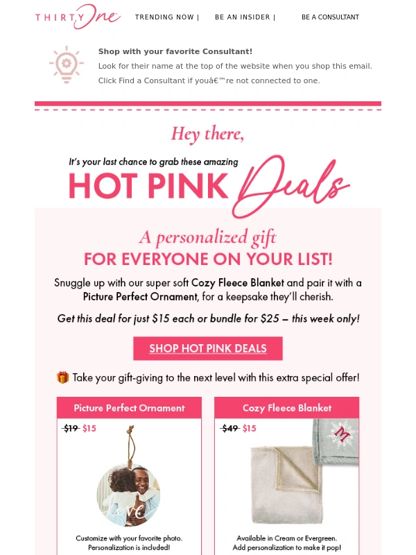 Thirty-One - ? Don’t miss $15 cozy blankets & photo ornaments ?