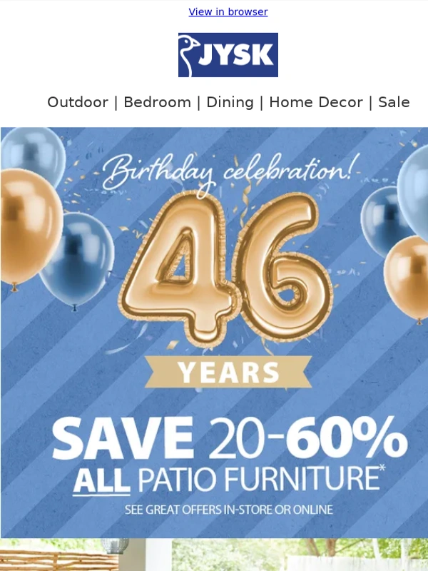 JYSK - Sale Is On: 20-60% off ALL Patio ?
