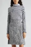 Wool-blend Warped Houndstooth Sweater In Black