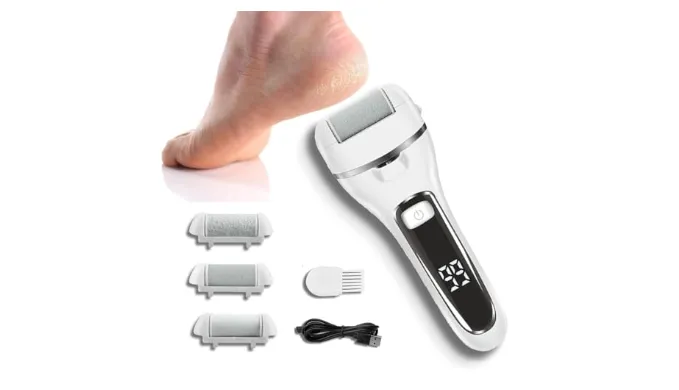 Callus Remover for Feet, Pedicure Tools for Feet with 3 Grinding Heads, Waterproof Foot Callus Remover for Dead Cracked Dry Skin Calluses