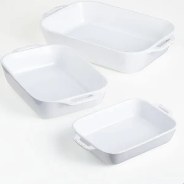 Staub White Rectangular Baking Dishes (Set of 3)