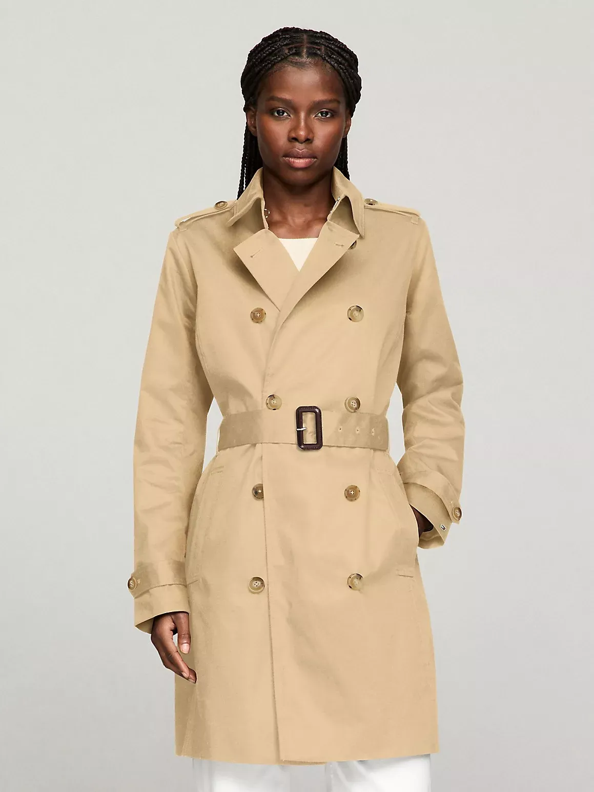 Tommy Hilfiger Women's Double-Breasted Belted Trench Coat - Beige - S